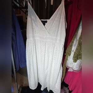 Lane Bryant White Strapless Eyelet Dress